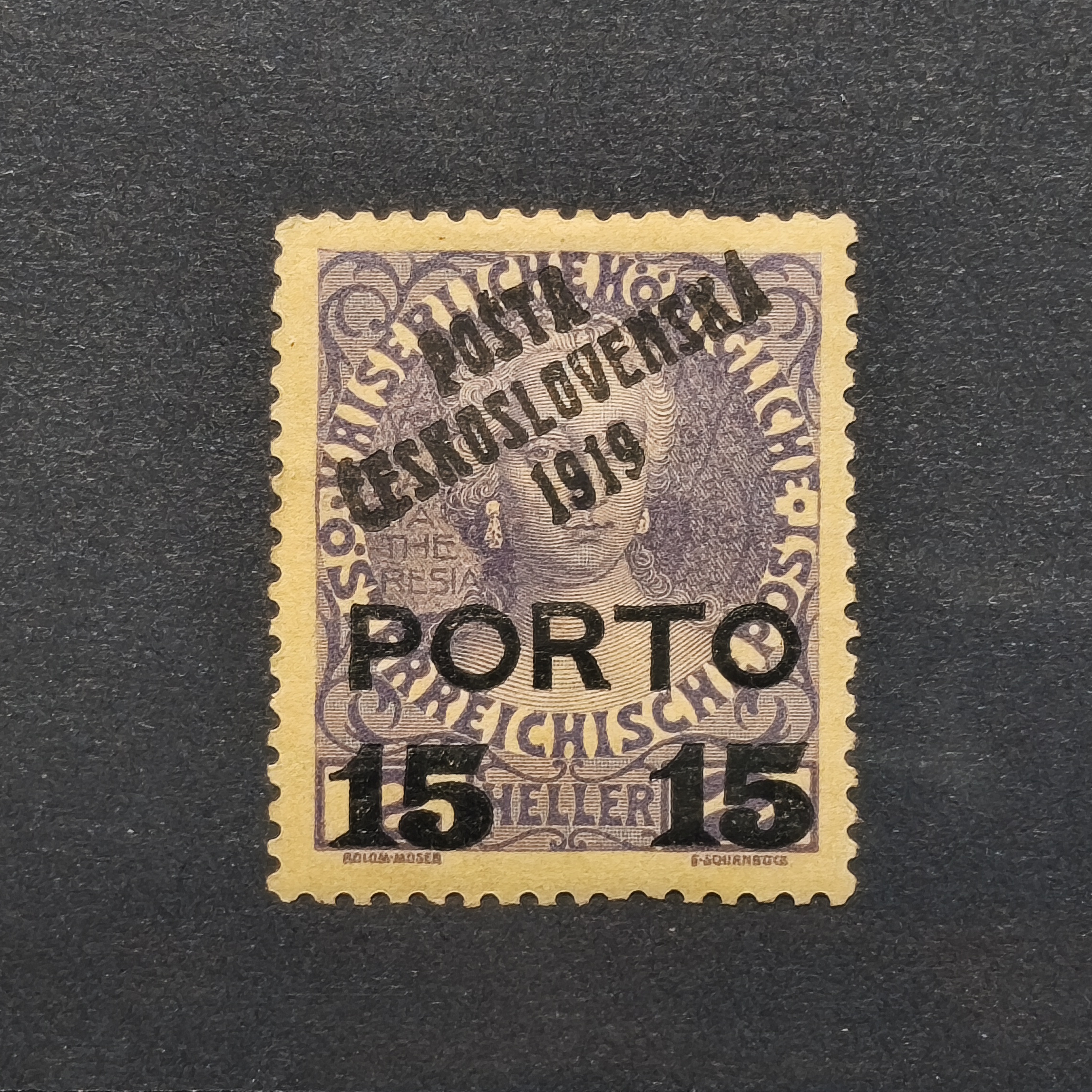 * Pof.84, Přetisk PORTO 15/2h fialová