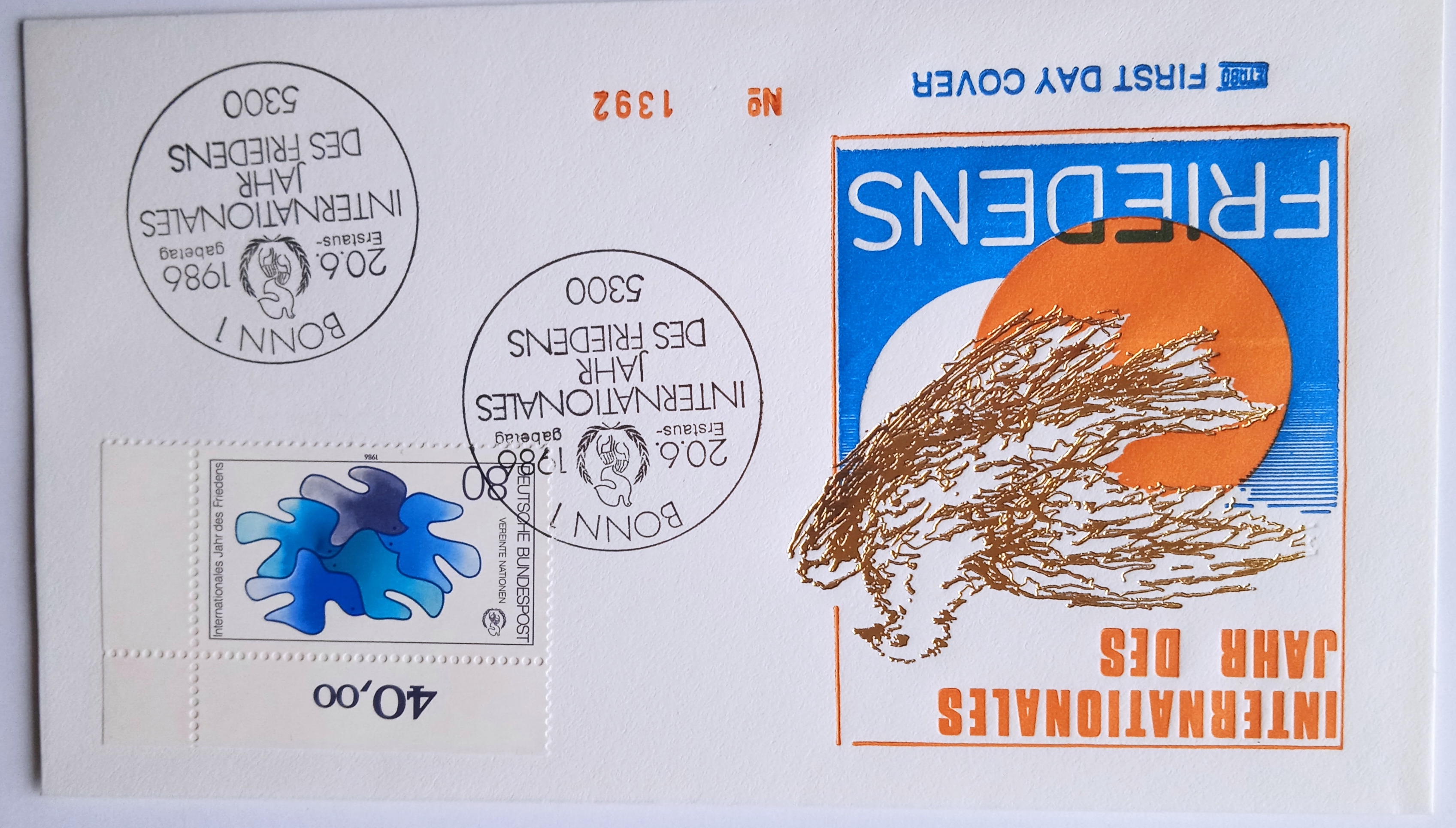 Obálka Mezinárodní rok míru 1986